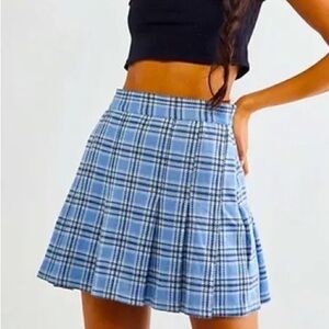 FREE PEOPLE “honey” Plaid pleated mini skirt NWOT